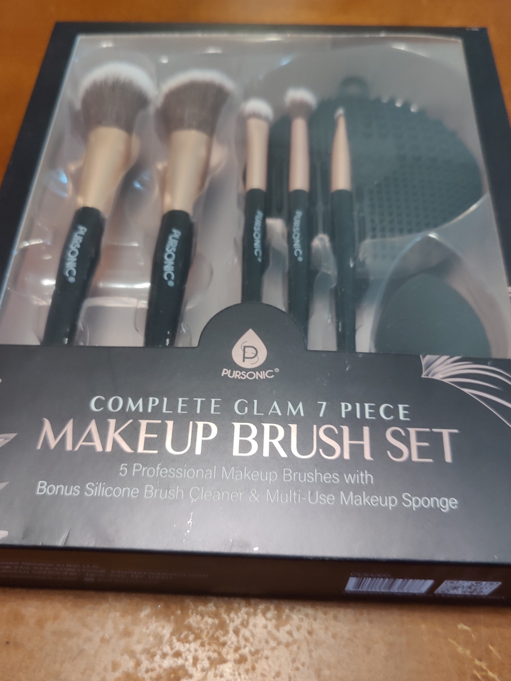 NEW Complete Glam 7-Piece Makeup Brush Set in Rose Gold & Black